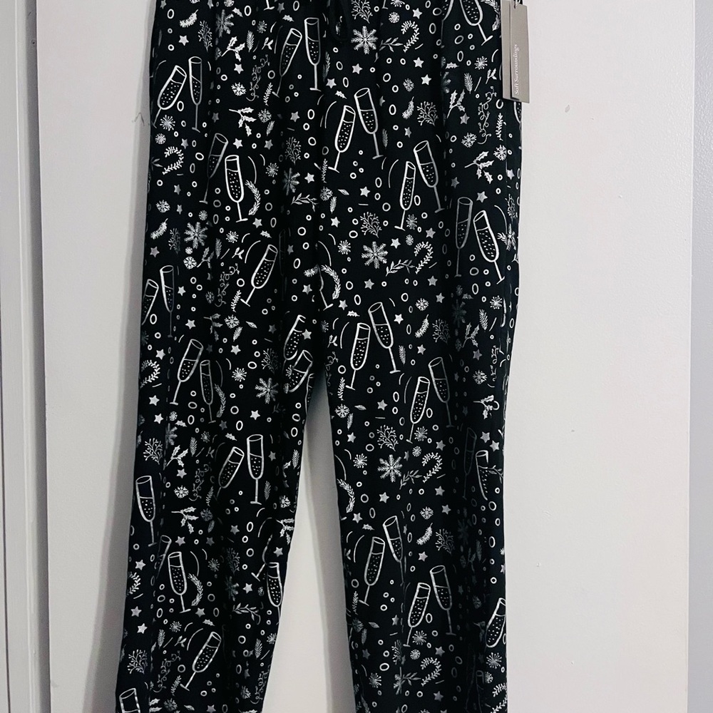 Soft Surroundings NWT Womens Wine Down Pajama Pant Size Small Straight Leg Black